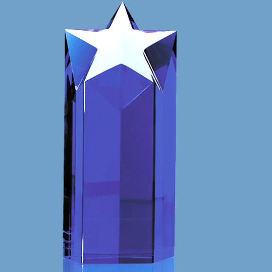 20cm Sapphire Blue Optic Star Column Award
