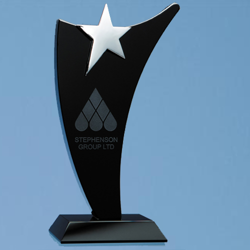 25cm Blk Optic Swoop Award with Silver Star