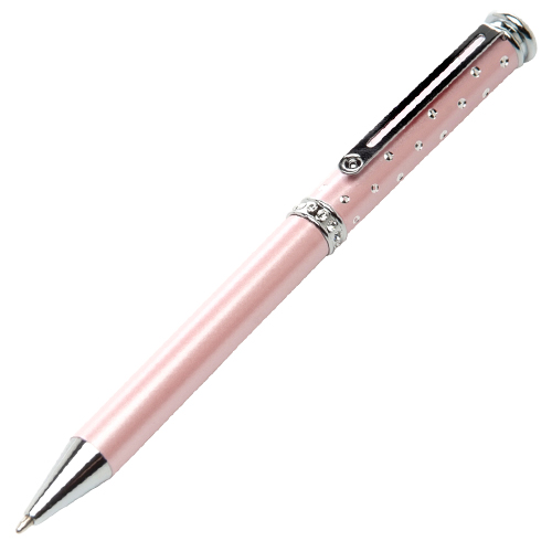 Pink Pearlized Galaxy & Crystal Ball Point Pen