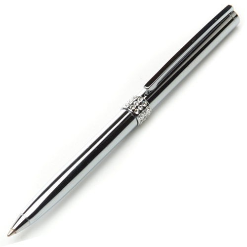 Clear Crystal Polished Chrome Ballpoint Pen