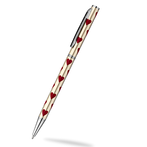 Red Hearts Ballpoint Pen - Gold