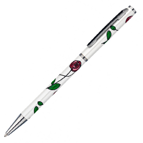 White Mackintosh Red Rose Pearlised Ball Point Pen