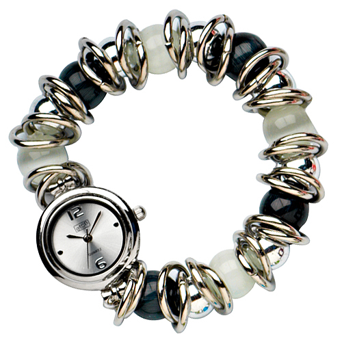 Black & White Bead Bracelet Watch
