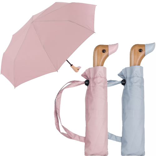 Duck Head Handle Umbrella - Assorted Pastel Blue & Pink