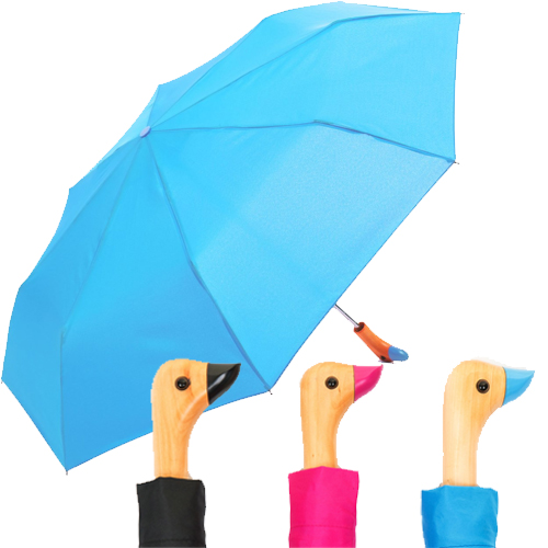 Duck Head Handle Umbrella - Assorted Blue, Pink & Black