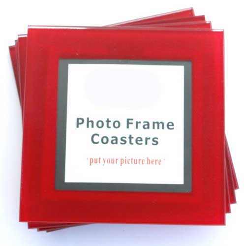 Red Photo Frame Glass Coasters