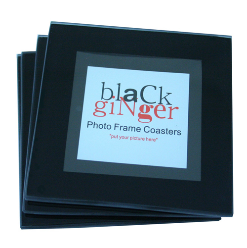 Black Photo Frame Glass Coasters