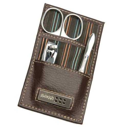 Brown Leather Gents Manicure Set