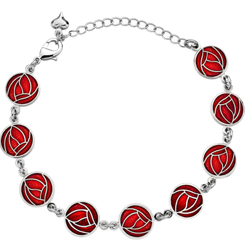 Mackintosh Roses Enamel Bracelet - Red