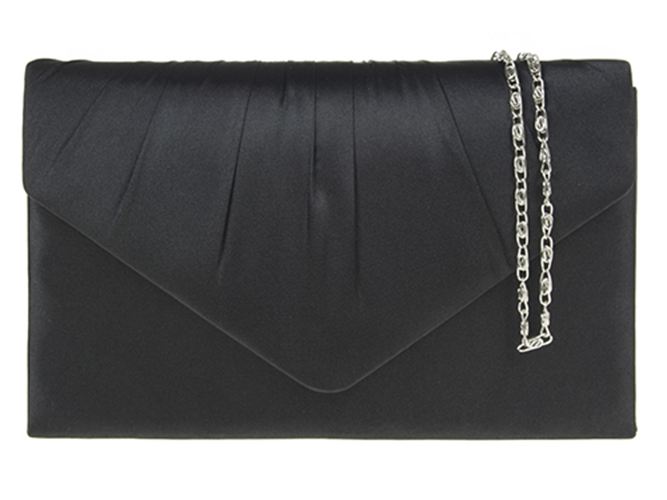 Jessica Satin Black Envelope Evening Clutch Bag