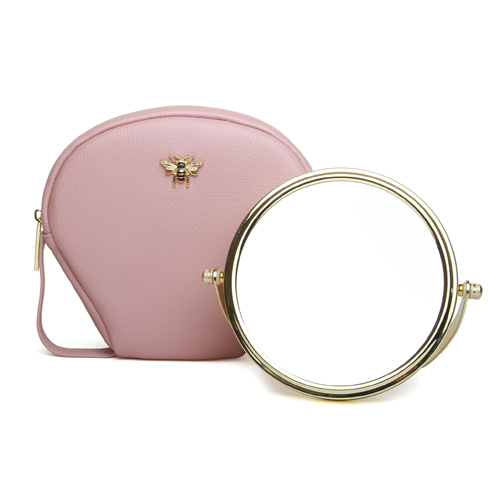 Alice Wheeler Luxury Mirror with Travel Case - Pink
