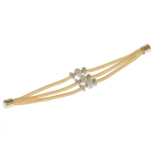 3 Strand & Roundal Slider Bracelet - Gold