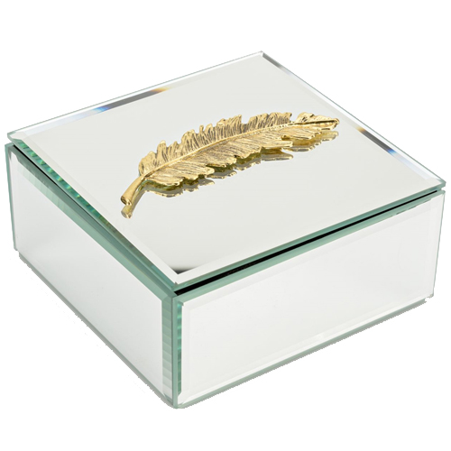 Hestia Mirrored Trinket Box with Golden Feather