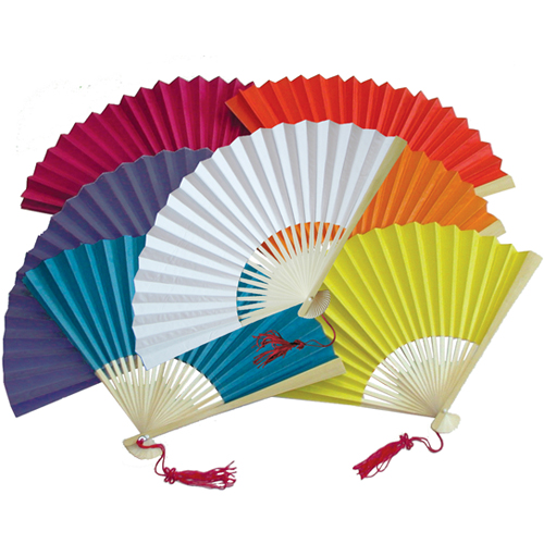 Plain Paper Fan -7 Assorted Colours