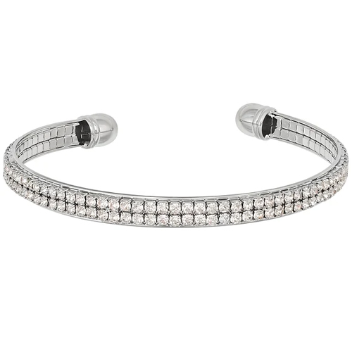 Rhodium Plated Two Layer Crystal Bangle