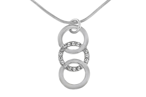 Silver Plated Crystal Loop Graduated Necklace