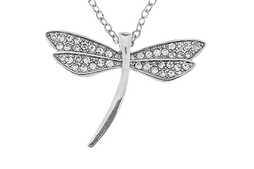 Silver Plated Crystal Dragonfly Necklace