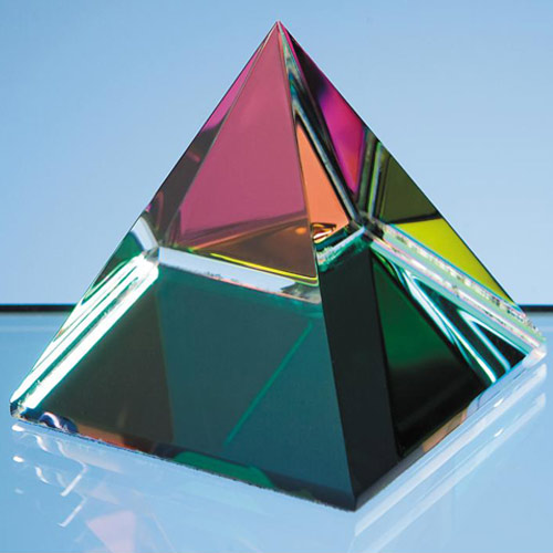 5cm Coloured Optical Crystal 4 Sided Pyramid