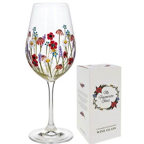 My Favourite Glass Had Painted Poppy Meadow Wine Glass