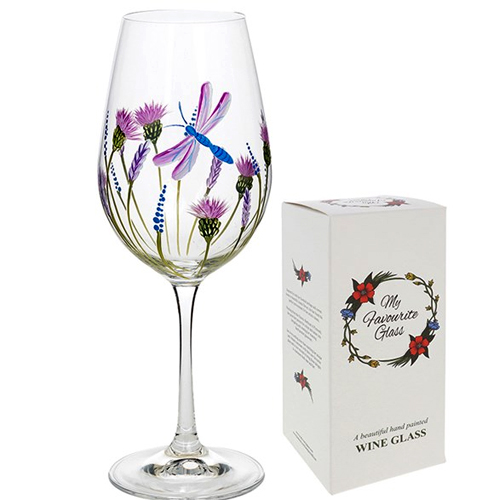 My Favourite Glass Had Painted Dragonfly Garden Wine Glass