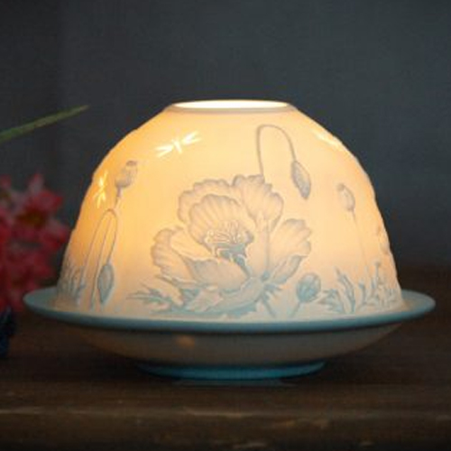 Glorious Poppies with Dragonfly Porcelain Tealight Holder