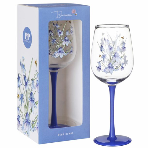 Bee-Tanical Wine Glass - Bluebells