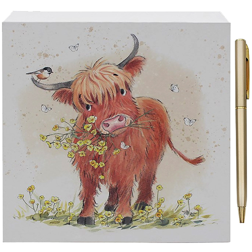 <span style='color: #000000;'>Peper Shed Memo Pad & Pen -  Highland Cow</span>