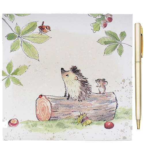 <span style='color: #000000;'>Peper Shed Memo Pad & Pen -  Hedgehog & Mouse</span>