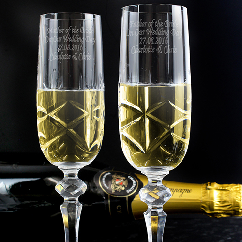 Engraved Crystal Pair Champagne Flutes