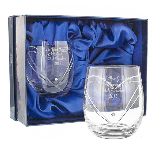 Engraved Whisky Glasses with Swarovski Elements - Hand Cut