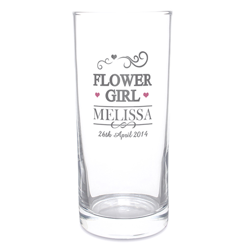 Personalised Mr & Mrs Flower Girl Hi Ball Glass