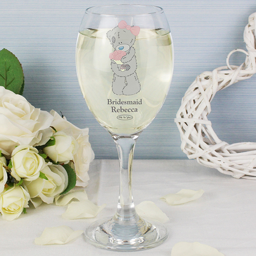 Personalised Me To You Wedding Wine Glass