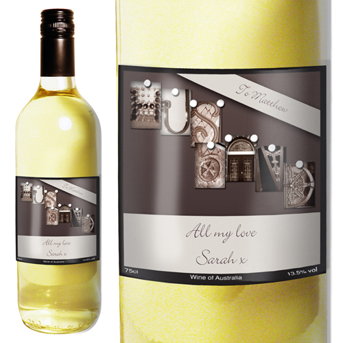 Personalised Affection Art Husband White Wine with Gift Box
