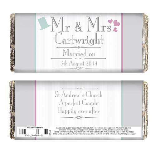 Personalised Decorative Wedding Mr & Mrs Chocolate Bar