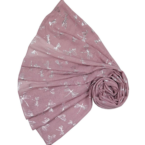Rebecca Silver Dragonfly Scarf/Wrap - Pink