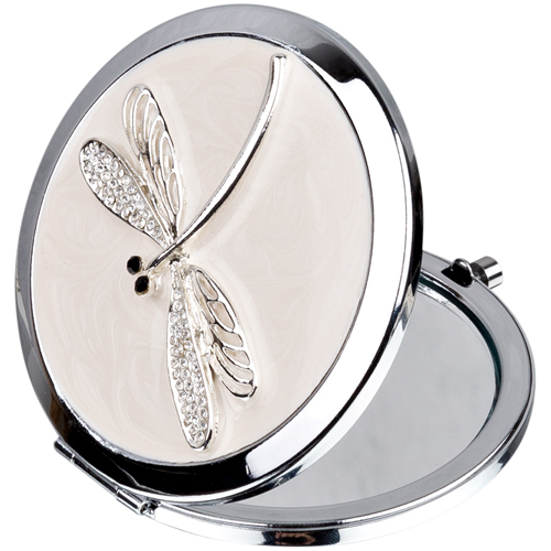 Sophia Silverplated Nude Dragonfly Compact Mirror
