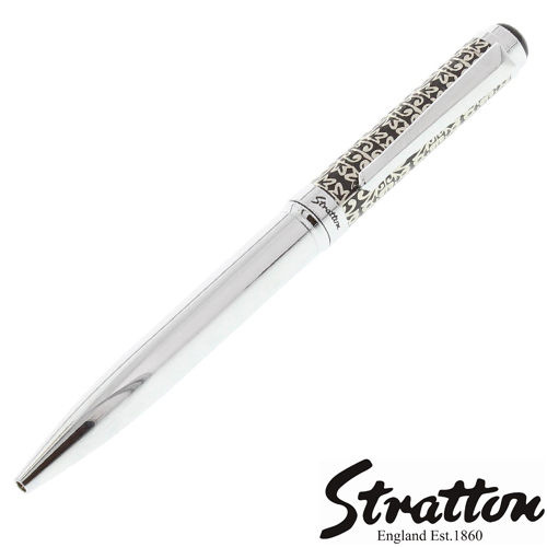 Stratton Chrome Plated Etched Cap Ball Point Pen