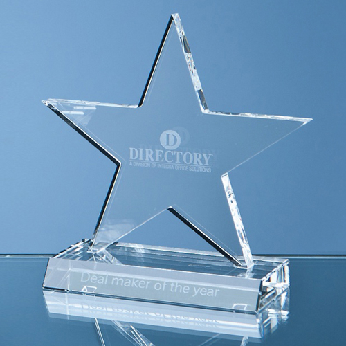 Optical Crystal 5 Pointed Star on Base Award
