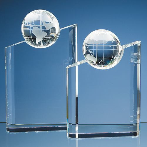25.5cm Optical Crystal Globe Mountain Award