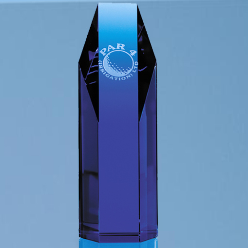 19cm Sapphire Blue Optic Hexagon Award