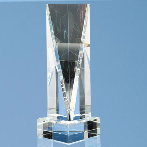 25.5cm Optical Crystal Facet Rectangle Award