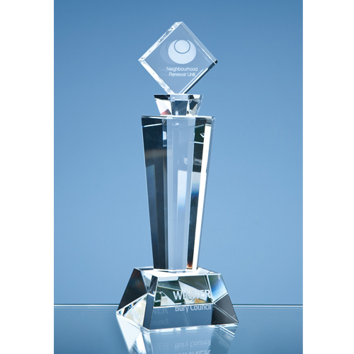 22cm Optical Crystal Mounted Square Award
