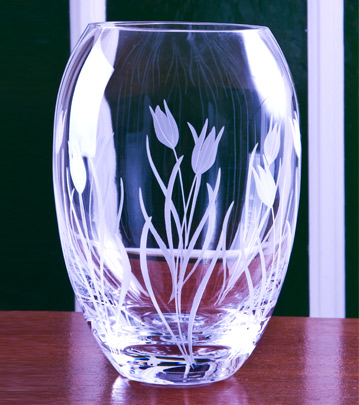 Wild Tulip Crystal Barrel Vase