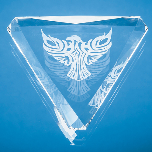 9cm Optical Crystal Facet Triangle Paperweight