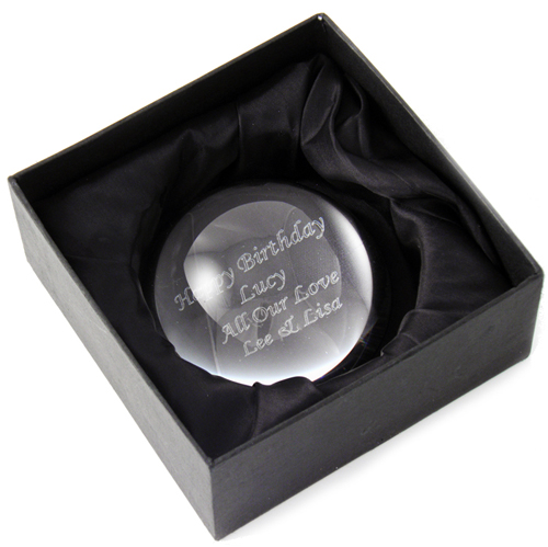 Engraved Glass Dome Paperweight