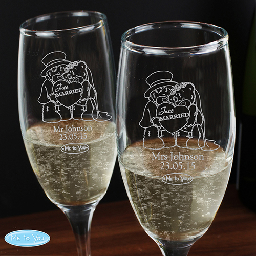 Personalised Me To You Engraved Wedding Pair of Flutes
