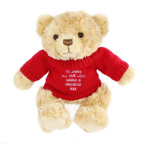 Personalised Teddy Bear with Red Jumper