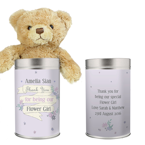 Personalised Garden Bloom Teddy in a Tin