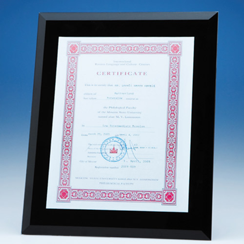Black Glass Frame for A4 Photo or Certificate