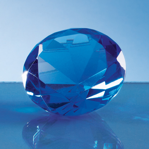 6cm Optical Crystal Blue Diamond Paperweight